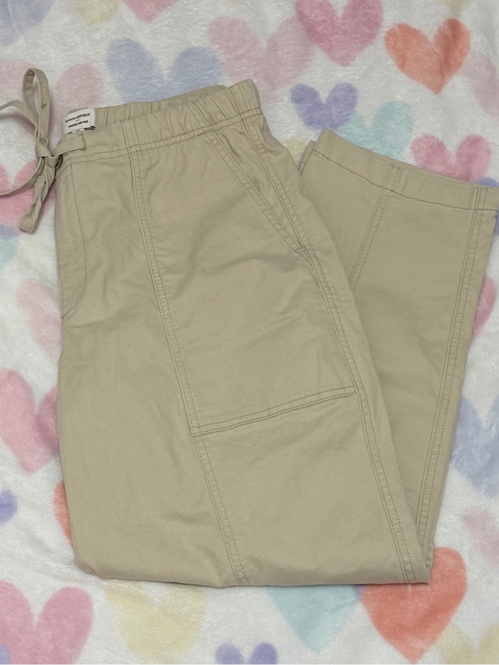 Banana Republic Beige Drawstring Trousers